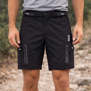 AILLY Black Men's Cargo Shorts with Zip Pockets